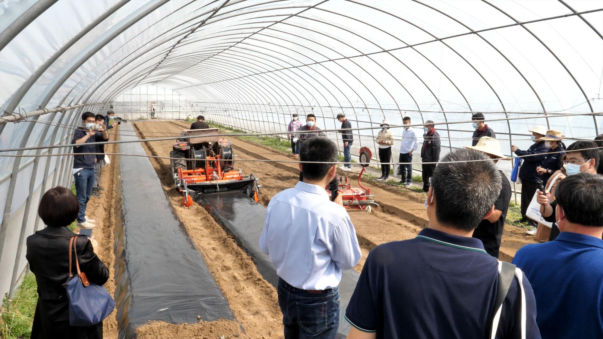 起垄覆膜机作业